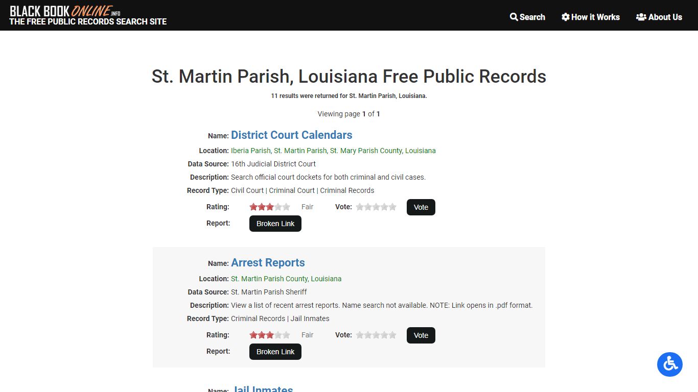 St. Martin Parish, LA Free Public Records - Black Book Online