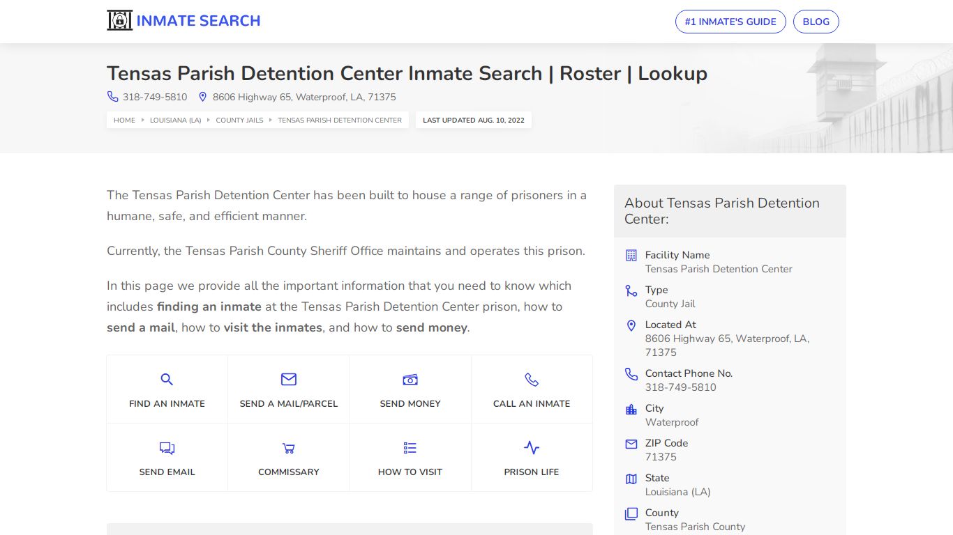 Tensas Parish Detention Center Inmate Search | Roster | Lookup